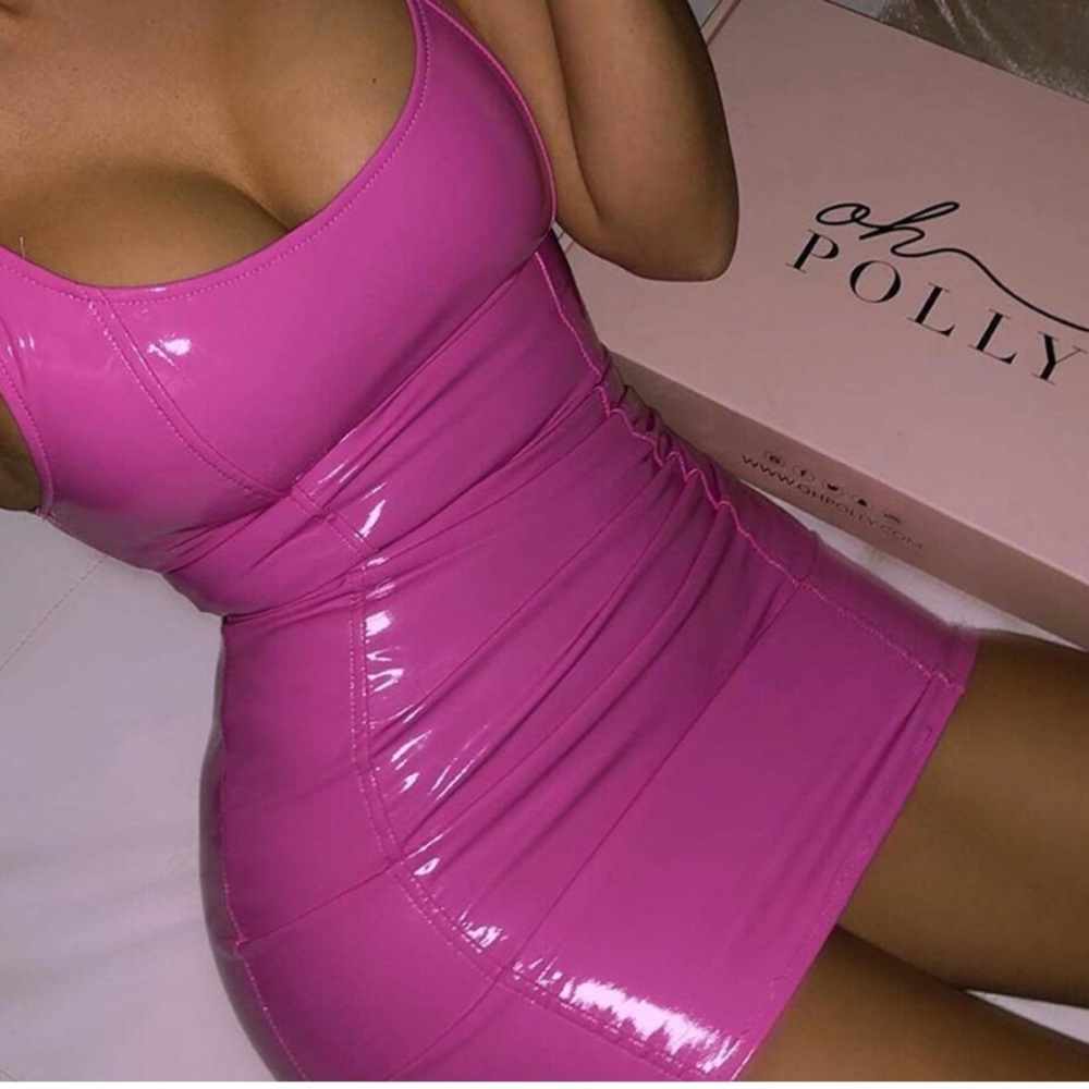 FINAL SALE🌴PU sleeveless bodycon party club dress in a tan - Picture 7 of 8